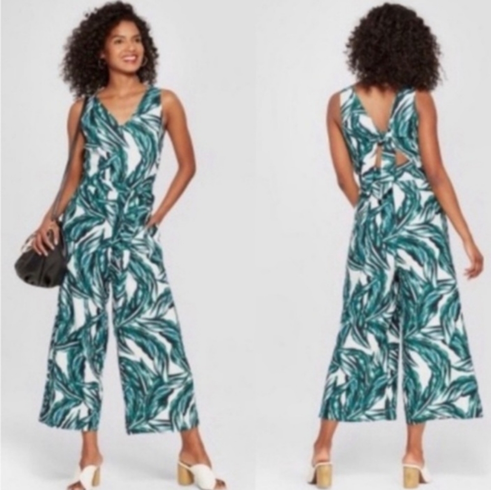 Who What Wear Palm Leaf Jumpsuit